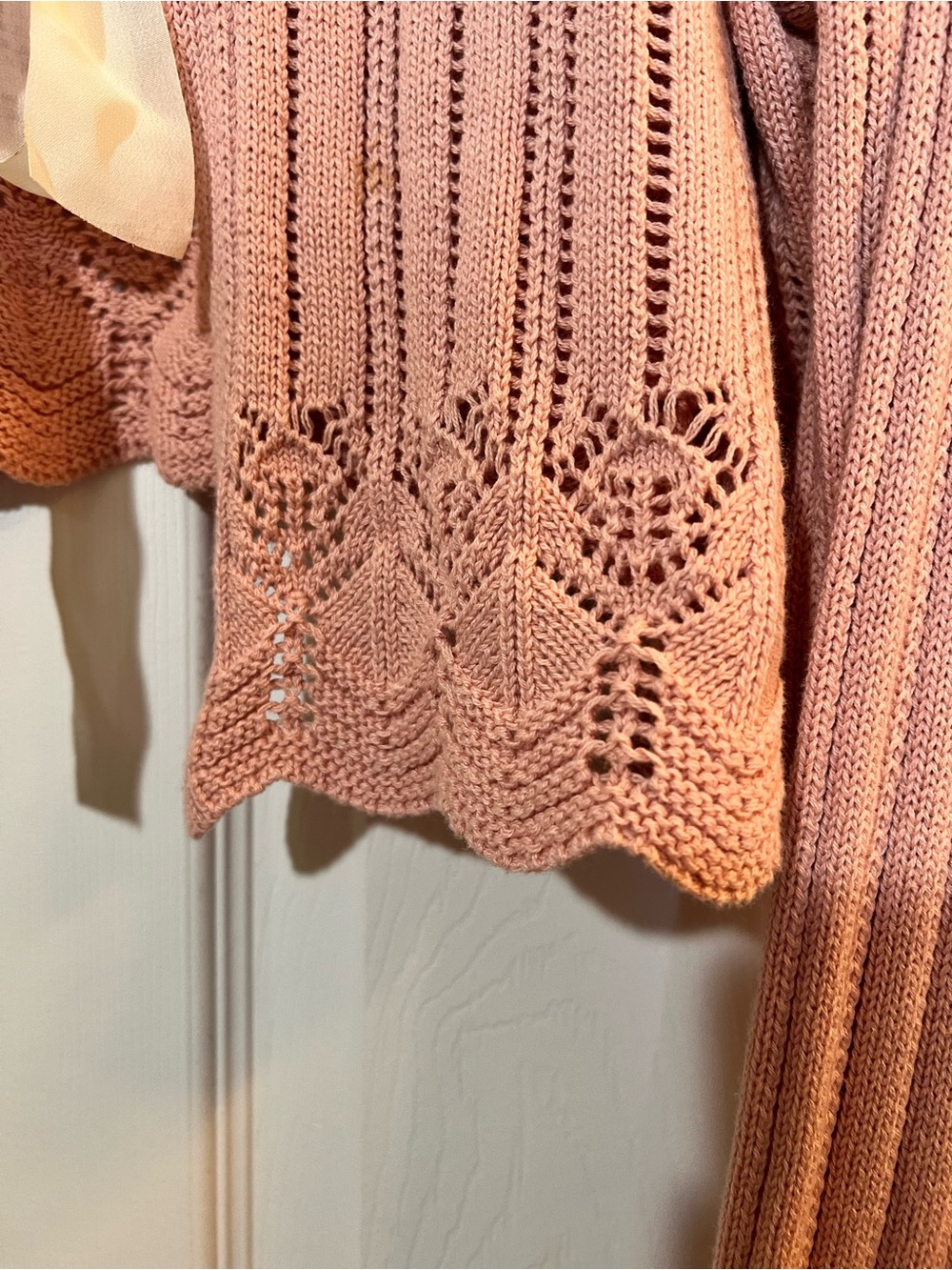 🦋 Beautiful Originality Pink Tie-Front Knit Cardigan size large - Picture 3 of 5